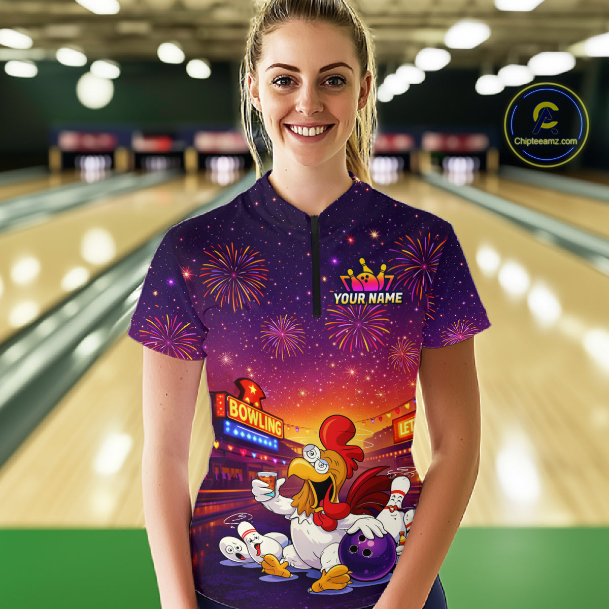 Custom Funny Kitchen Bowling Team Shirt for Women Bowling Jersey Polo & Quarter-Zip Bowling Outfit QZT885