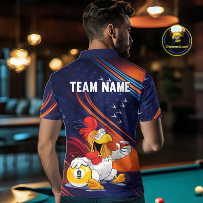 Funny Chicken Billiard Shirts for Men Custom 9 Ball Billiard Jersey Pool Shirt BHT12