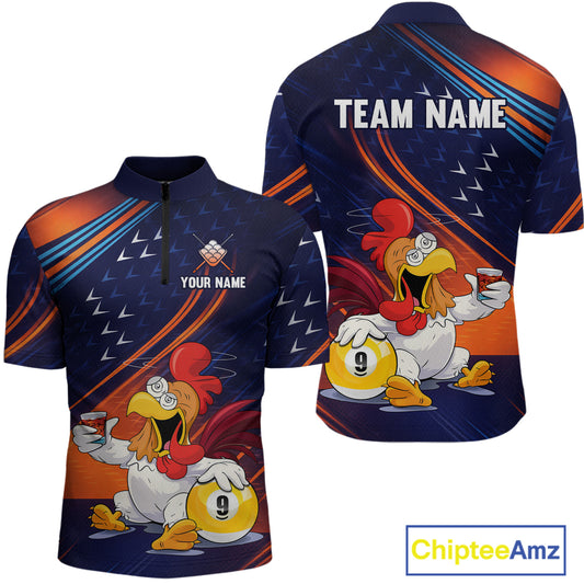 Funny Chicken Billiard Shirts for Men Custom 9 Ball Billiard Jersey Pool Shirt BHT12