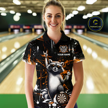 Load image into Gallery viewer, Custom Orange Funny Raccoon Dart Team Shirt for Women Dart Jersey Polo &amp; /4-Zip Dartboard Shirt Outfit DHT29