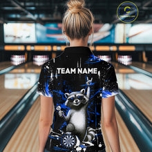 Load image into Gallery viewer, Custom Blue Funny Raccoon Dart Team Shirt for Women Dart Jersey Polo &amp; /4-Zip Dartboard Shirt Outfit DHT29