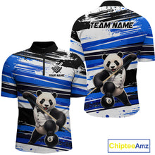 Load image into Gallery viewer, Polo shirt with panda design and customizable text on a white background