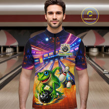 Load image into Gallery viewer, Custom Funny Frog Bowling Shirt for Men Polo &amp; 1/4-Zip Bowling Team Jersey League QZT843