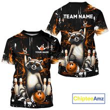 Load image into Gallery viewer, Black and orange t-shirt with raccoon design and customizable text, featuring ChipteeAmz branding.