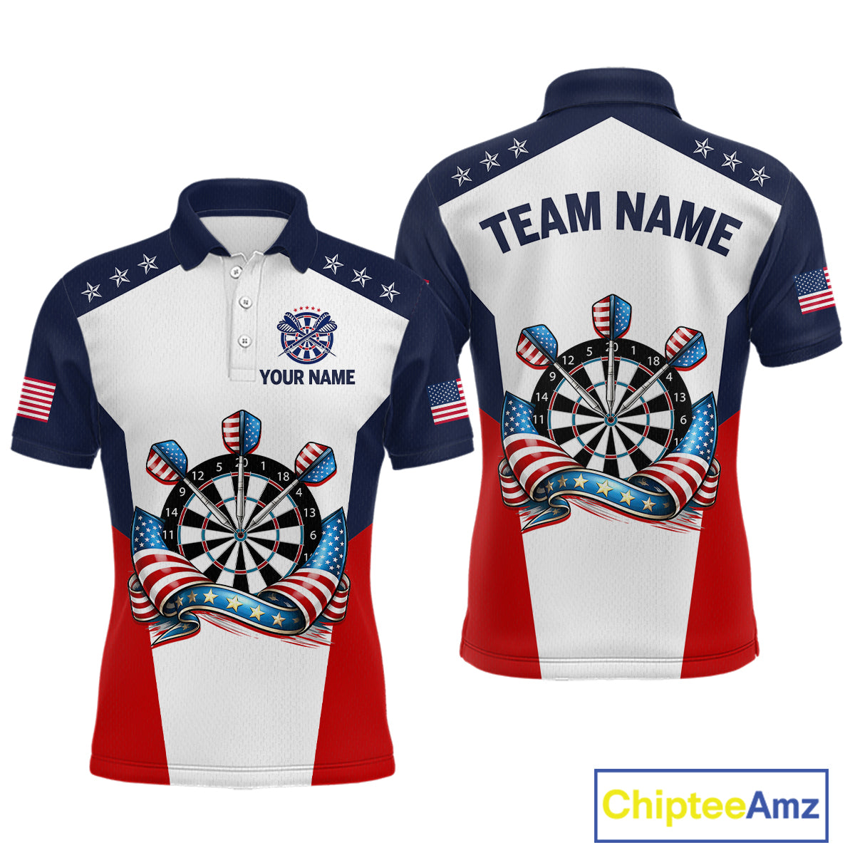 Custom American Flag Dart Shirt for Men Patriotic Dart Team Jersey Dartboard Polo & Quarter-Zip DHT15