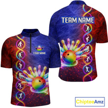 Load image into Gallery viewer, Personalized DNA Bowling Shirt for Men Bowling Team League Polo &amp; 1/4-Zip Bowling Gift QZT854