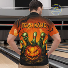 Load image into Gallery viewer, Custom Orange Bowling Team Shirt for Men Funny Bowling Jersey Halloween QZT774