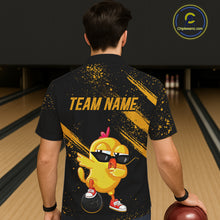 Load image into Gallery viewer, Funny Yellow Chicken Bowling Shirt Custom Polo &amp; 1/4-Zip Bowling League Jersey for Men QZT856