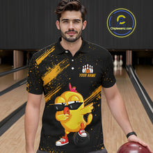 Load image into Gallery viewer, Funny Yellow Chicken Bowling Shirt Custom Polo &amp; 1/4-Zip Bowling League Jersey for Men QZT856