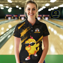 Load image into Gallery viewer, Funny Yellow Chicken Bowling Shirt Custom Polo &amp; 1/4-Zip Bowling League Jersey for Women QZT856