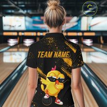 Load image into Gallery viewer, Funny Yellow Chicken Bowling Shirt Custom Polo &amp; 1/4-Zip Bowling League Jersey for Women QZT856