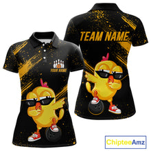 Load image into Gallery viewer, Funny Yellow Chicken Bowling Shirt Custom Polo &amp; 1/4-Zip Bowling League Jersey for Women QZT856