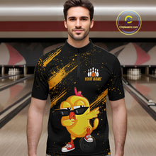 Load image into Gallery viewer, Funny Yellow Chicken Bowling Shirt Custom Polo &amp; 1/4-Zip Bowling League Jersey for Men QZT856