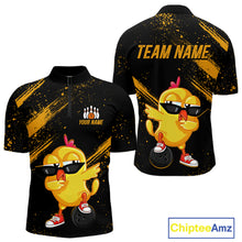 Load image into Gallery viewer, Funny Yellow Chicken Bowling Shirt Custom Polo &amp; 1/4-Zip Bowling League Jersey for Men QZT856