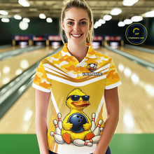 Load image into Gallery viewer, Custom Funny Duck Bowling Shirt Bowling Team Jersey for Women Polo &amp; Quarter-Zip Bowling Outfit QZT1138