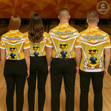 Load image into Gallery viewer, Custom Funny Duck Bowling Shirt Bowling Team Jersey for Men Polo &amp; Quarter-Zip Bowling Outfit QZT1138
