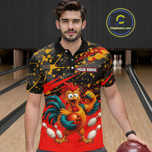 Load image into Gallery viewer, Custom Red Chicken Bowling Team Shirt Funny Bowling Jersey for Men Polo &amp; Quarter-Zip QZT1140