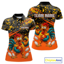 Load image into Gallery viewer, Custom Orange Chicken Bowling Team Shirt Funny Bowling Jersey for Women Polo &amp; Quarter-Zip QZT1140