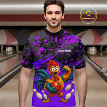 Load image into Gallery viewer, Custom Purple Chicken Bowling Team Shirt Funny Bowling Jersey for Men Polo &amp; Quarter-Zip QZT1140