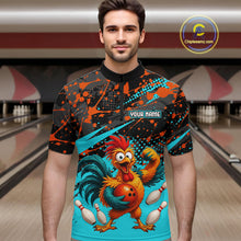 Load image into Gallery viewer, Custom Turquoise Chicken Bowling Team Shirt Funny Bowling Jersey for Men Polo &amp; Quarter-Zip QZT1140