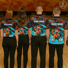 Load image into Gallery viewer, Custom Turquoise Chicken Bowling Team Shirt Funny Bowling Jersey for Men Polo &amp; Quarter-Zip QZT1140