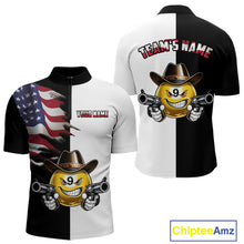 Load image into Gallery viewer, Custom American Flag Funny 8 Ball Pool Billiard Shirts for Men Billiard League Jersey Polo &amp; 1/4 Zip BHT1