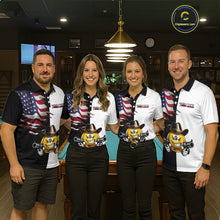 Load image into Gallery viewer, Custom American Flag Funny 8 Ball Pool Billiard Shirts for Men Billiard League Jersey Polo &amp; 1/4 Zip BHT1