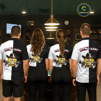 Custom American Flag Funny 8 Ball Pool Billiard Shirts for Men Billiard League Jersey Polo & 1/4 Zip BHT1