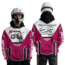 Load image into Gallery viewer, Pink Motocross Hoodie Dirt Bike Hoodie Kid Adults UPF30+ Custom Racing Sweatshirt MotoX MHT300
