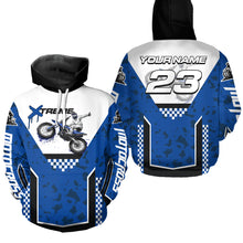 Load image into Gallery viewer, Blue Motocross Hoodie Dirt Bike Hoodie Kid Adults UPF30+ Custom Racing Sweatshirt MotoX MHT300