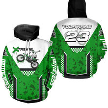 Load image into Gallery viewer, Green Motocross Hoodie Dirt Bike Hoodie Kid Adults UPF30+ Custom Racing Sweatshirt MotoX MHT300
