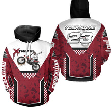 Load image into Gallery viewer, Red Motocross Hoodie Dirt Bike Hoodie Kid Adults UPF30+ Custom Racing Sweatshirt MotoX MHT300