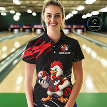 Load image into Gallery viewer, Custom Red Funny Autism Chicken Bowling Shirt for Women Bowling League Jersey QZT1018