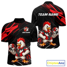 Load image into Gallery viewer, Custom Red Funny Autism Chicken Bowling Shirt for Men Bowling League Jersey Polo &amp; Quarter-Zip QZT1018