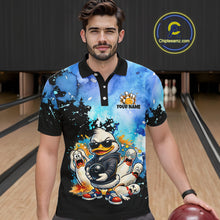 Load image into Gallery viewer, Funny Duck Bowling Team Shirt for Men Custom Bowling League Outfit Polo &amp; 1/4-Zip QZT860