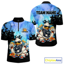 Load image into Gallery viewer, Funny Duck Bowling Team Shirt for Men Custom Bowling League Outfit Polo &amp; 1/4-Zip QZT860