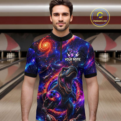 Galaxy Funny Bowling Shirt for Men Custom Bowling League Jersey Polo & Quartr-Zip QZT1022