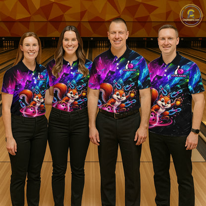 Custom Funny Squirrel Bowling Shirt, Colorful Bowling League Jersey for Women, Bowling Outfit QZT1204