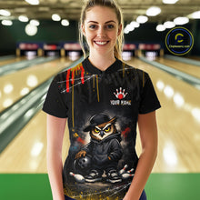 Load image into Gallery viewer, Personalized Owl Bowling Jersey Bowling Team Shirt Polo &amp; 1/4-Zip Bowling Outfit for Women QZT865