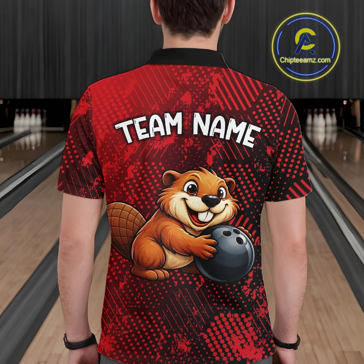 Funny Beaver Bowling Shirt for Men Custom Bowling Team Jersey Polo & Quarter-Zip Bowling Performance QZT985