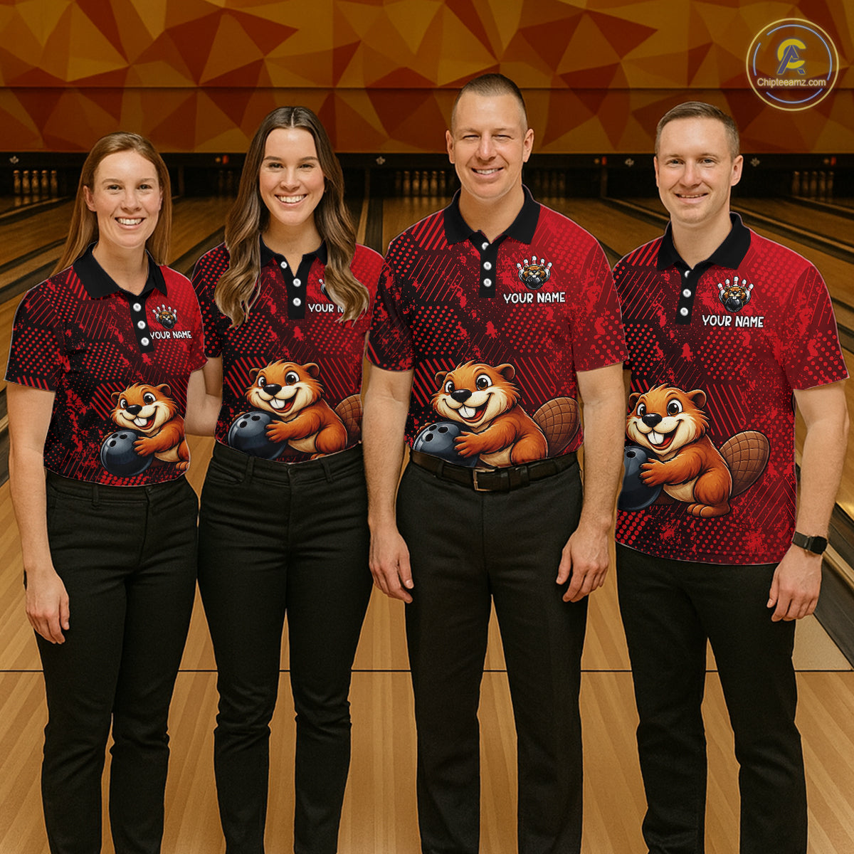 Funny Beaver Bowling Shirt for Men Custom Bowling Team Jersey Polo & Quarter-Zip Bowling Performance QZT985