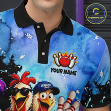 Load image into Gallery viewer, Colorful polo shirt with cartoon characters and a bowling ball design, featuring the brand 'Chipleemz'.