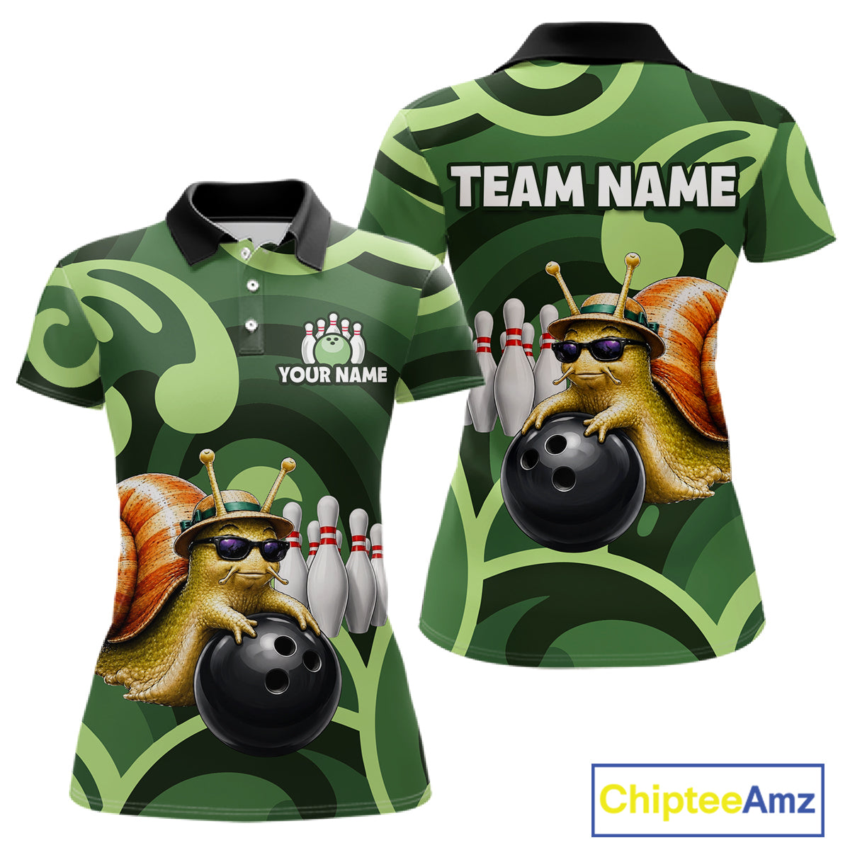 Custom Funny Green Snail Bowling Shirt for Women Bowling League Jersey Bowling Outfit QZT1207