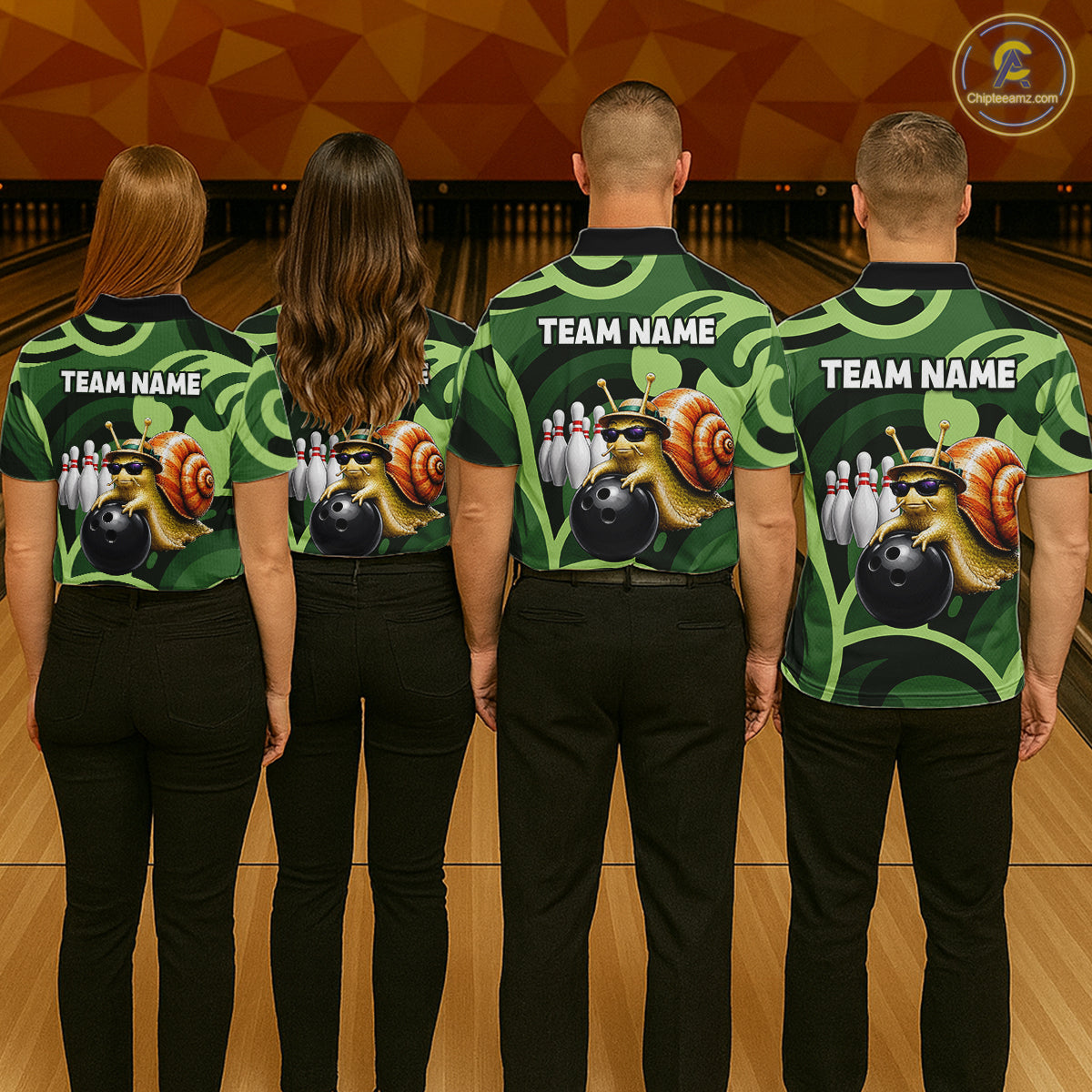 Custom Funny Green Snail Bowling Shirt for Men Bowling League Jersey Bowling Outfit QZT1207