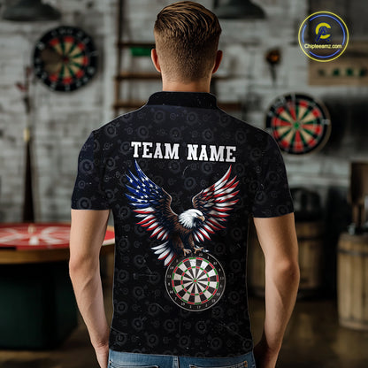 Custom American Eagle Dart Jersey for Men Dartboard Shirt Gift for Dart Players and Teams Polo & 1/4-Zip DHT2