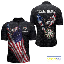 Load image into Gallery viewer, Custom American Eagle Dart Jersey for Men Dartboard Shirt Gift for Dart Players and Teams Polo &amp; 1/4-Zip DHT2