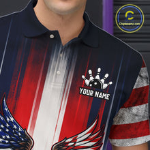 Load image into Gallery viewer, Polo shirt with American flag design and customizable name text, brand 'Chipteeamz' visible.