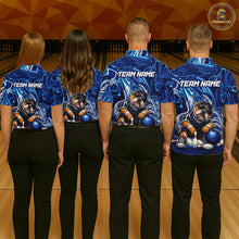Load image into Gallery viewer, Custom Blue Funny Bulldog Bowling Team Shirt Bowling Jersey Polo &amp; 1/4 Zip Bowling Unisex for Women QZT912