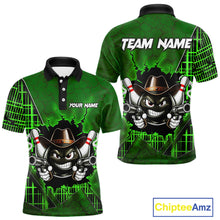 Load image into Gallery viewer, Custom Green Funny Cowboy Gun Bowling Shirt for Men Bowling Team Jersey Bowling Polo &amp; Quarter-Zip QZT915