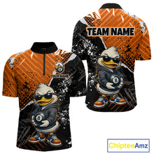 Load image into Gallery viewer, Personalized Orange Funny Duck Billiard Team Shirt for Men 8 Ball Billiard Jersey Pool Shirt Unisex BHT22